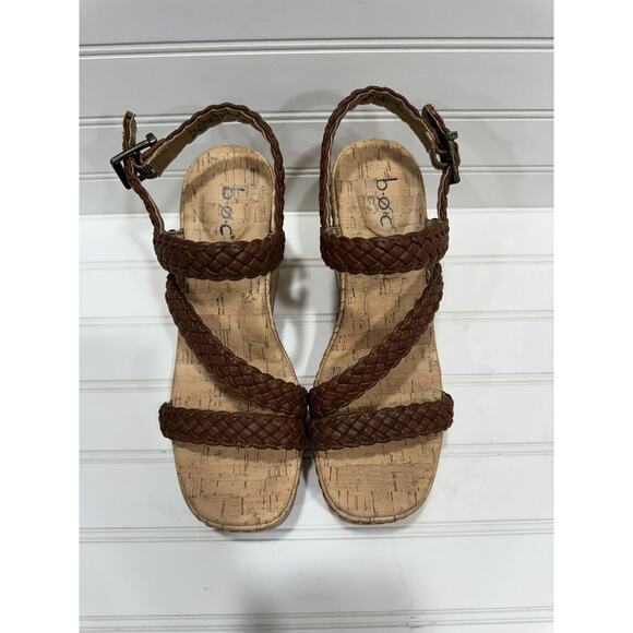 Born BOC Chrissy Womens Size 7 Cork Wedge Brown Braided Sandals Born Summer Shoe - Picture 2 of 8